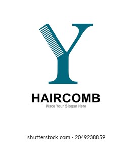 Comb letter Y logo vector design. Suitable for fashion style, barbershop and salon