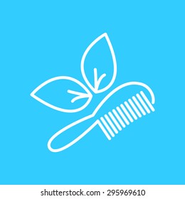 comb, line icon on a blue background