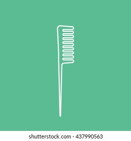 Comb Line Icon On Green Background