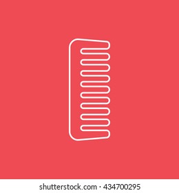 Comb Line Icon On Red Background