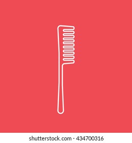 Comb Line Icon On Red Background