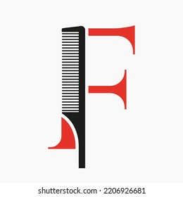 Logotipo De Comb En La Letra F Para Belleza, Spa, Cuidados De Pelo, Símbolo De Grooming De Corte De Pelo