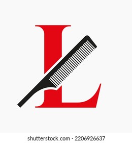Comb Logo On Letter L For Beauty, Spa, Hair Care, Haircut Grooming Symbol