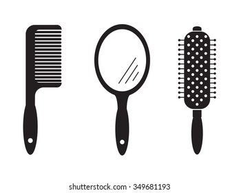 comb and mirrors illustration on white background