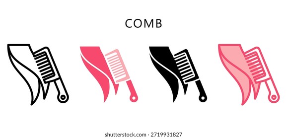 Icono de estilo múltiple de peine. Mini Ilustración Relacionada Con El Cuidado Personal. Uso Para El Concepto Moderno, Ui, Web Ux Y Desarrollo De App.