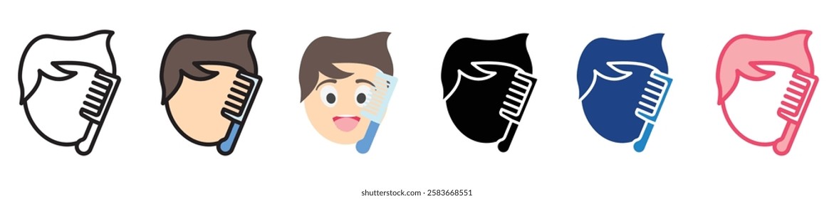 Comb multi-style color icon, mini or small illustration, use for UI, UX, app and web development, digital or print. for health, beauty, personal care, body treatment.