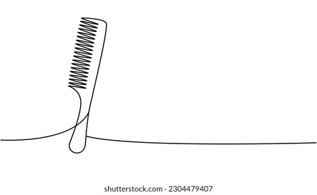 Comb one line continuous drawing. Makeup and beauty tools continuous one line illustration. Vector linear illustration