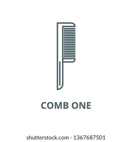 Comb one line icon, vector. Comb one outline sign, concept symbol, flat illustration
