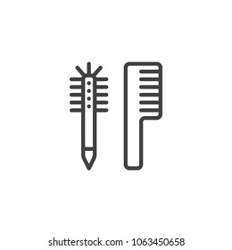 Comb outline icon. linear style sign for mobile concept and web design. Hair fixing simple line vector icon. Symbol, logo illustration. Pixel perfect vector graphics