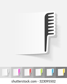 comb paper sticker with shadow. Vector illustration