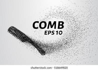 Comb from the particles. Comb composed of dots and circles. Vector illustration.