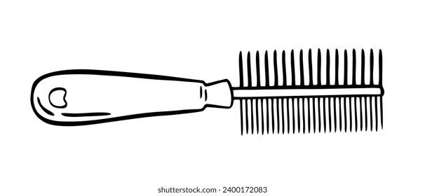 Un peine para mascotas. Pet grooming. Estilo garabato dibujado a mano. Vector 