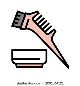 comb and plate for keratin application color icon vector. comb and plate for keratin application sign. isolated symbol illustration