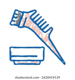 pente e chapa para aplicação de queratina ícone doodle esboçar vetor. pente e chapa para aplicação de queratina sinal.
