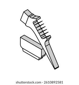 comb and plate for keratin application isometric icon vector. comb and plate for keratin application sign. isolated symbol illustration