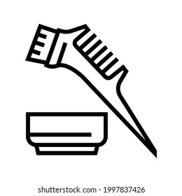 comb and plate for keratin application line icon vector. comb and plate for keratin application sign. isolated contour symbol black illustration