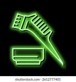 comb and plate for keratin application neon light sign vector. comb and plate for keratin application illustration