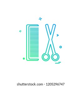 Comb and Scissor icon design vector
