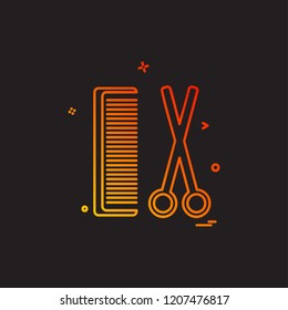 Comb and Scissor icon design vector
