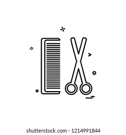 Comb and Scissor icon design vector