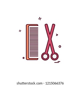 Comb and Scissor icon design vector