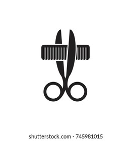 comb with scissor linked icon logo vector