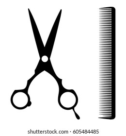 Comb and scissor vector icon