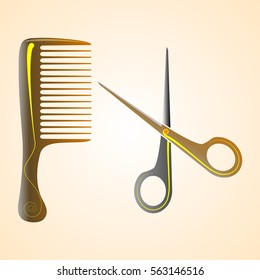 comb and scissors