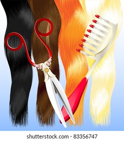 comb and scissors