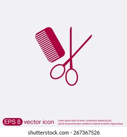 comb and scissors. barbershop. symbol of hair and beauty salon