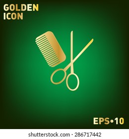 comb and scissors. barbershop. symbol of hair and beauty salon