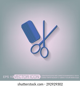 comb and scissors. barbershop. symbol of hair and beauty salon