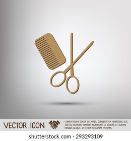 comb and scissors. barbershop. symbol of hair and beauty salon