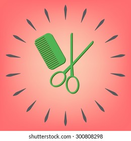comb and scissors. barbershop. symbol of hair and beauty salon