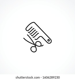 Comb and scissors. Hairdresser tools icon on white background. Comb and scissors. Hairdresser tools icon on white background. Comb and scissors. Hairdresser tools icon on white background. 