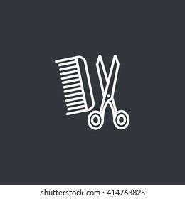 Comb and scissors icon