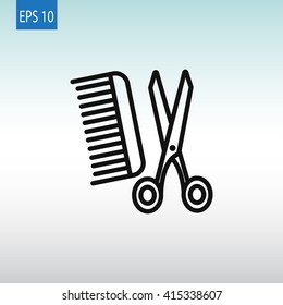 Comb and scissors icon