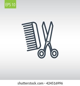 Comb and scissors icon