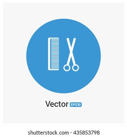 Comb and scissors icon