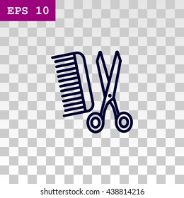 Comb and scissors icon