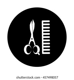 Comb and scissors icon.