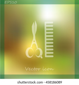 Comb and scissors icon.