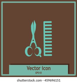 Comb and scissors icon.