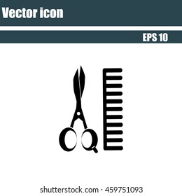 Comb and scissors icon.