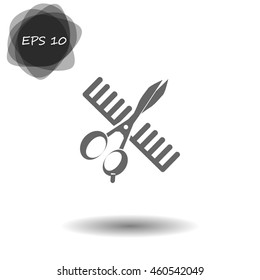 Comb and scissors icon.
