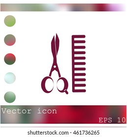 Comb and scissors icon.