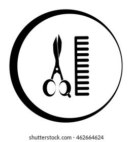 Comb and scissors icon.