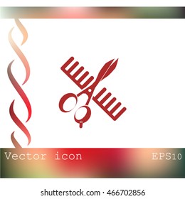 Comb and scissors icon.