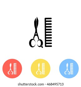 Comb and scissors icon.
