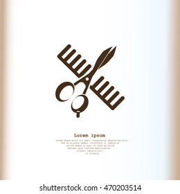 Comb and scissors icon.